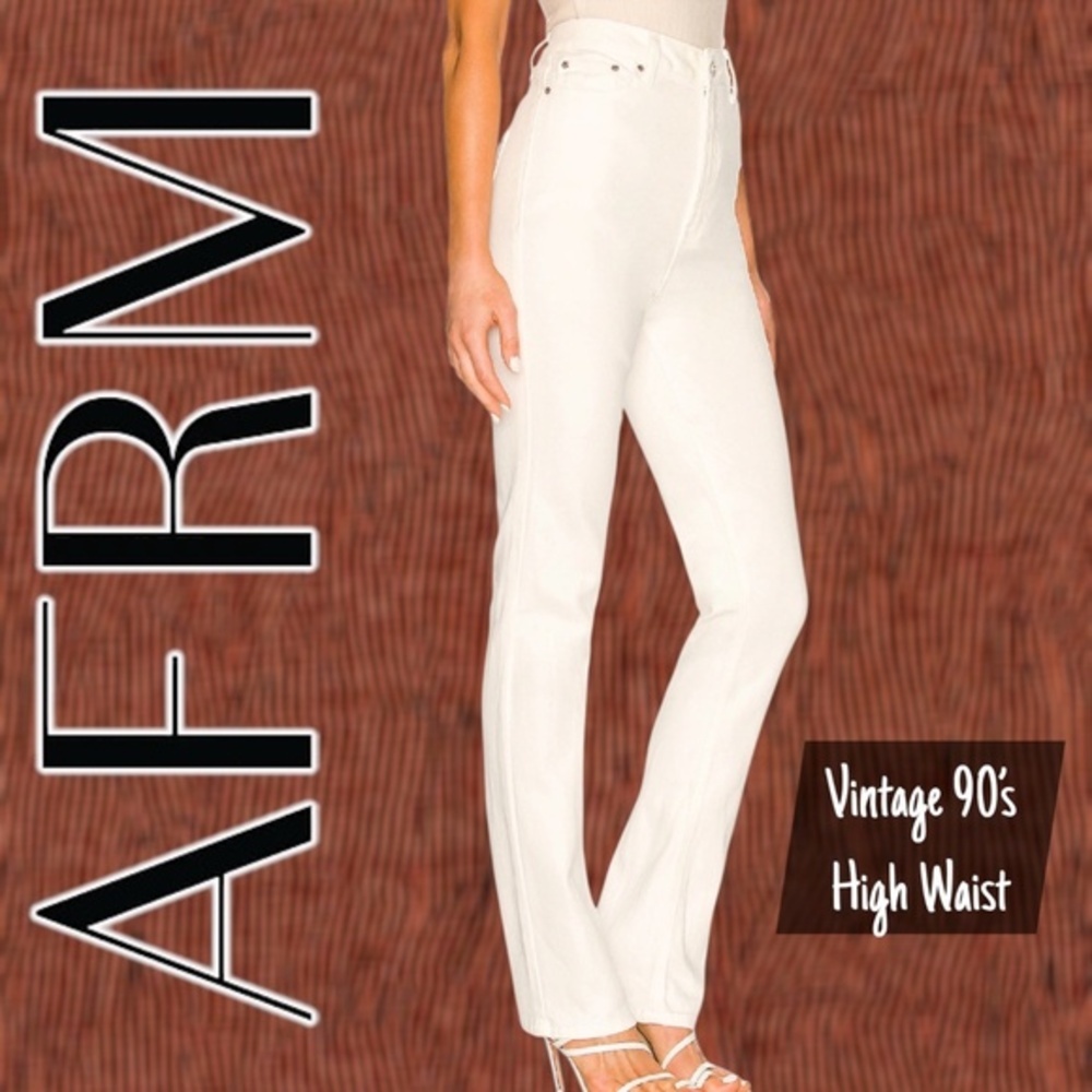 AFRM x REVOLVE Heston 90’s Hi-Rise Long/Lean Straight Leg Jean-White/28w/NWT